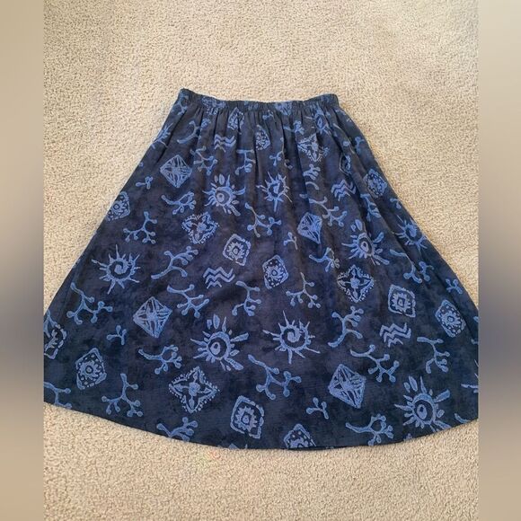 VTG Boho Hippie Funky Festival Maxi Skirt Navy Blue Size S - Picture 4 of 5